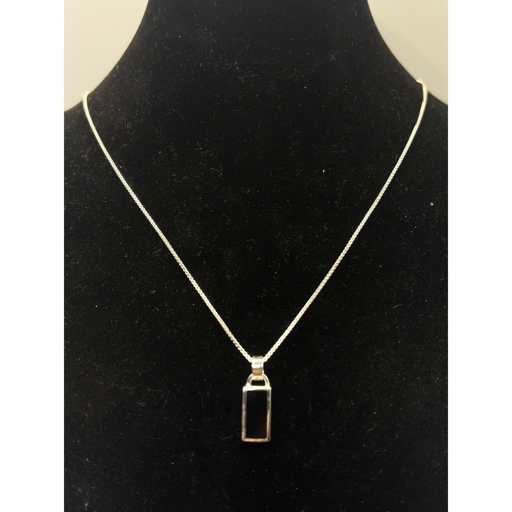 Unbranded Pendant Necklace Womens 18" Silver Black Onyx Sterling Silver Box